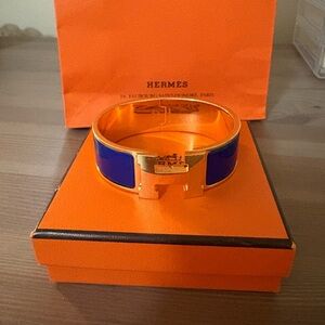 Royal Blue Wide Hermes Clic Bracelet
